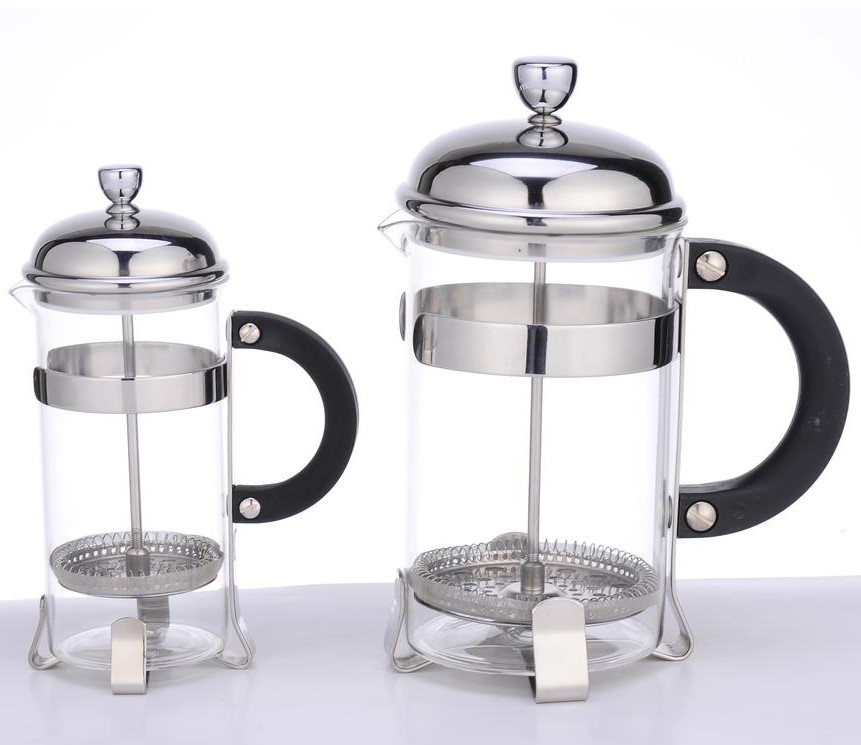 600ml borosilicate glass silver french press/coffee plunger with stainless steel
