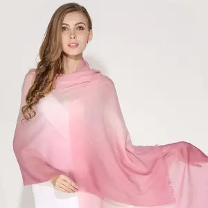 款式克什米尔帕什米纳披肩工厂最优质的女士纯色长尺寸纱线染色100% 羊绒