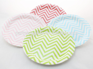 Desechables 9'' chevron redondo de papel de lujo para placas de té de la tarde todo tipo de fiesta - Product Image 1