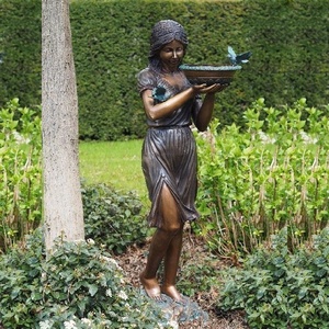 屋外ガーデン装飾ブロンズ噴水像美しい少女と小さな鳥の彫刻オンリーアート - Product Image 5