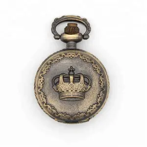 Royal Crown Design Water Resistant Antique Pocket Watch With Long Chain