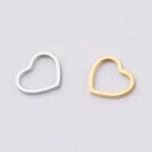 Junjiang SP0021 hot sale cheap gold/silver color hollow heart shaped charm stainless steel heart pendant