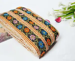 3.5厘米刺绣丝带装饰涤纶编织提花丝带装饰花卉