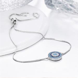 BAGREER SCB005 Wholesale Elegant S925 <strong>Silver</strong> Lady CZ <strong>Bracelet</strong> Band <strong>Stretch</strong> Blue Eye Turkey Fine <strong>Bracelet</strong> - Product Image 4
