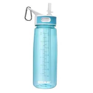 Joyshaker şişelenmiş renk değişir 800ML hiçbir sızıntı BPA ücretsiz temizle Tritan plastik spor su şişesi ile Flip Top saman