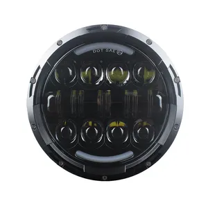 ไฟหน้า LED 7นิ้วพร้อมแหวนรัศมีสีเหลืองอำพัน,สัญญาณไฟเลี้ยวสำหรับ Jeep Wrangler JK Lada <span class=keywords><strong>Niva</strong></span> 4X4 Suzuki Samurai มอเตอร์ไซค์ - Product Image 1