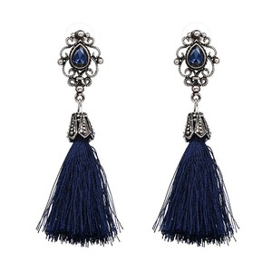 <span class=keywords><strong>Idun</strong></span> mujeres joyería femenina plateado vintage flor forma pendientes borla azul cristal hilo pendiente de gota - Product Image 3