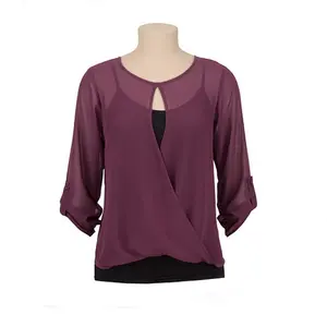 Latest chiffon tops and shirt new style blouse back neck design