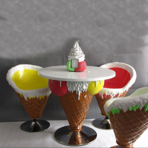 Table basse décorée pour hall d'entrée, dossier de moulage, fauteuil, Sculpture intérieure de Restaurant, meubles, Table de crème glacée en fibre de verre - Product Image 2