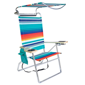 Silla de Playa de Lujo con <span class=keywords><strong>4</strong></span> <span class=keywords><strong>Posiciones</strong></span>, Tumbona de <span class=keywords><strong>Aluminio</strong></span> Plegable para Acampar al Aire Libre, Jardín, Techo Solar, Patio, Playa con Toldo - Product Image 5