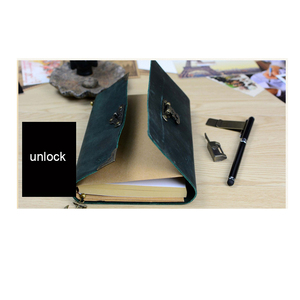 Tùy Chỉnh LOGO Dập Nổi Handmade Cao Cấp Vintage Leather Notebook A5 Nhật Ký Với Khóa Và Chìa Khóa - Product Image 3