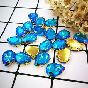 HFOUR <span class=keywords><strong>AB</strong></span> - Piedras de Cristal Planas en Forma de Lágrima para Coser, con Base Dorada, Tamaños 13*18mm y 18*25mm, Sueltas para Costura - Product Image 4