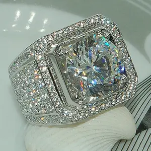 2020 उच्च अंत नई उत्पाद लिस्टिंग पुरुषों की अंगूठी थोक कस्टम पूर्ण हीरे की अंगूठी