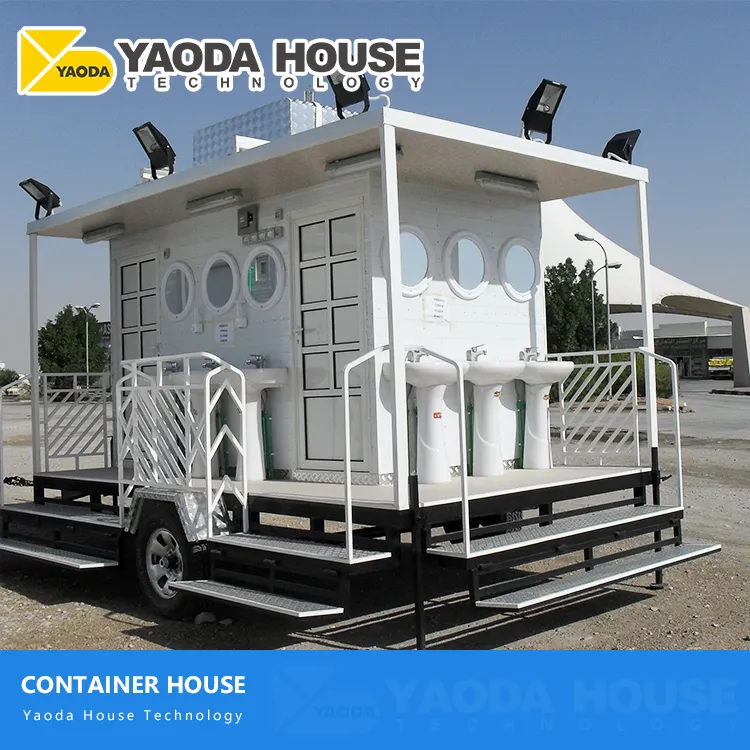 ใหม่โมเดิร์น trailer House เหล็กสำเร็จรูปกรอบ Modular Mobile toilet House ออกแบบพิเศษโทรศัพท์มือถือคอนเทนเนอร์บ้าน