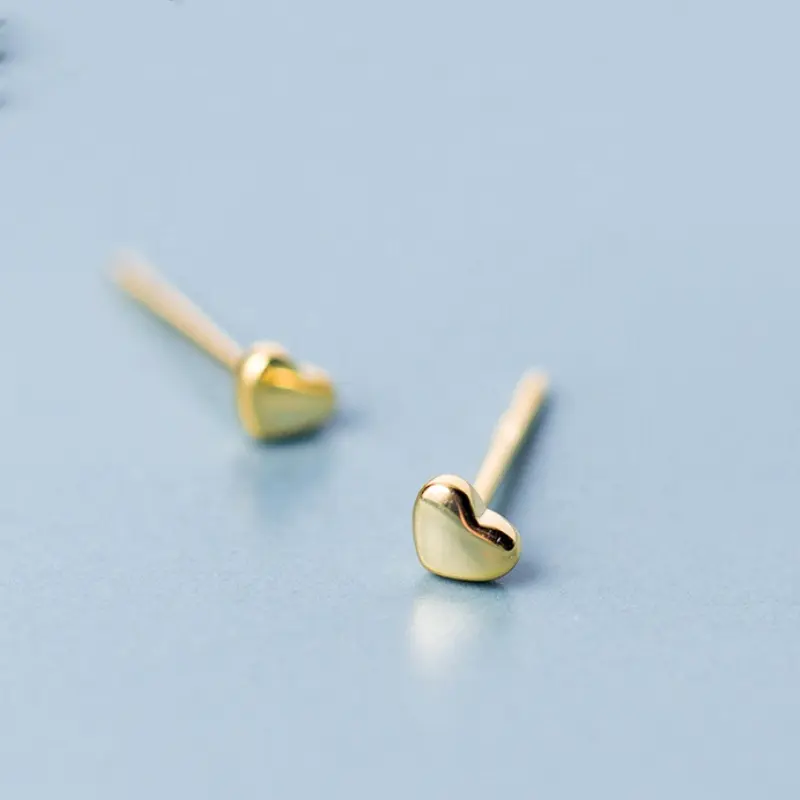Женские серьги-гвоздики в форме сердца, из серебра 925 пробы