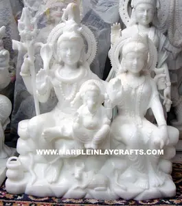 Tượng Shiva Parvati Trắng Thủ Công