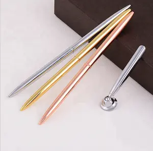 Creative Bank Hotel Reception Desk Pen Rotary Metal Bullet Pen Slim Advertising Gift Ball Pen