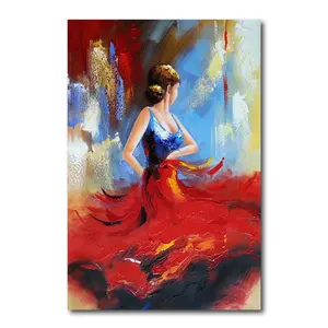 Figura de pintura artesanal, venda quente, pintura à mão, dança, menina, pintura a óleo, arte para decoração de casa, quarto