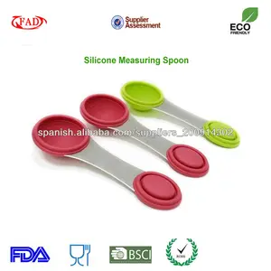 3-in-1 grado alimenticio flexibles única cuchara dosificadora de silicona