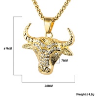 Pendentif Hip Hop en acier inoxydable marrary, Design créatif, pendentif tête de vache plaqué or glacé, pierre Cz, bijoux d'animaux pour homme
