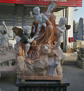 Statua <span class=keywords><strong>di</strong></span> figura d'angelo in marmo naturale maria vergine e bambino piccolo intagliato a mano - Product Image 2