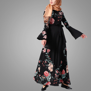 Casual de moda musulmana marroquí Dubai Abaya de poliéster de impresión Maxi vestido elegante diseño burka - Product Image 3