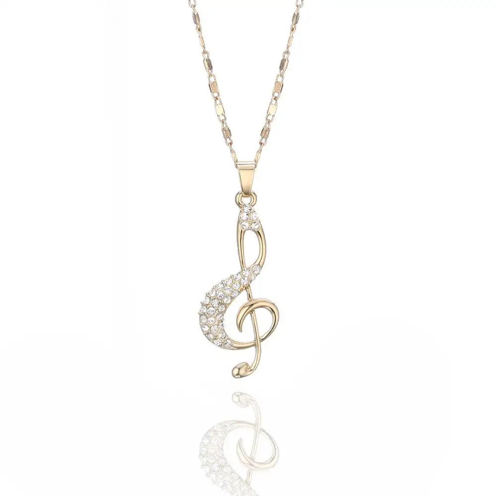 Ciondolo nota musicale in oro collana in cristallo per donna nota carina Charms collana girocollo ragazza gioielli moda regali nuovo XL05216