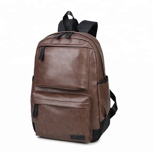 Custom Logo Fashion Waterproof Zipper Closure <strong>Black</strong> Brown Mini School Anti Theft Laptop PU <strong>Leather</strong> <strong>Backpack</strong> - Product Image 1