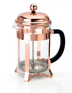 Fabrik preis Gute Qualität Le Ying Roségold French Press Edelstahl Kaffee maschine Metall topf Rack Kaffee kolben