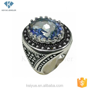 Keiyue principessa taglio gemma blu ossidati in argento rame Vintage anelli per matrimoni feste prezzo all'ingrosso signore degli anelli di gioielli - Product Image 2