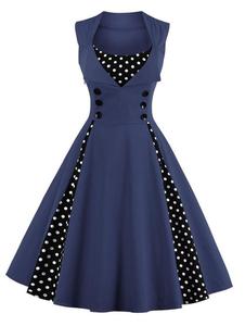 <span class=keywords><strong>Abito</strong></span> <span class=keywords><strong>Vintage</strong></span> Anni '50 '60 da Donna Taglia 5XL, Nuovo Vestito a Pois Senza Maniche Primavera Estate <span class=keywords><strong>Rosso</strong></span>, <span class=keywords><strong>Abito</strong></span> Rockabilly Swing per Feste - Product Image 5