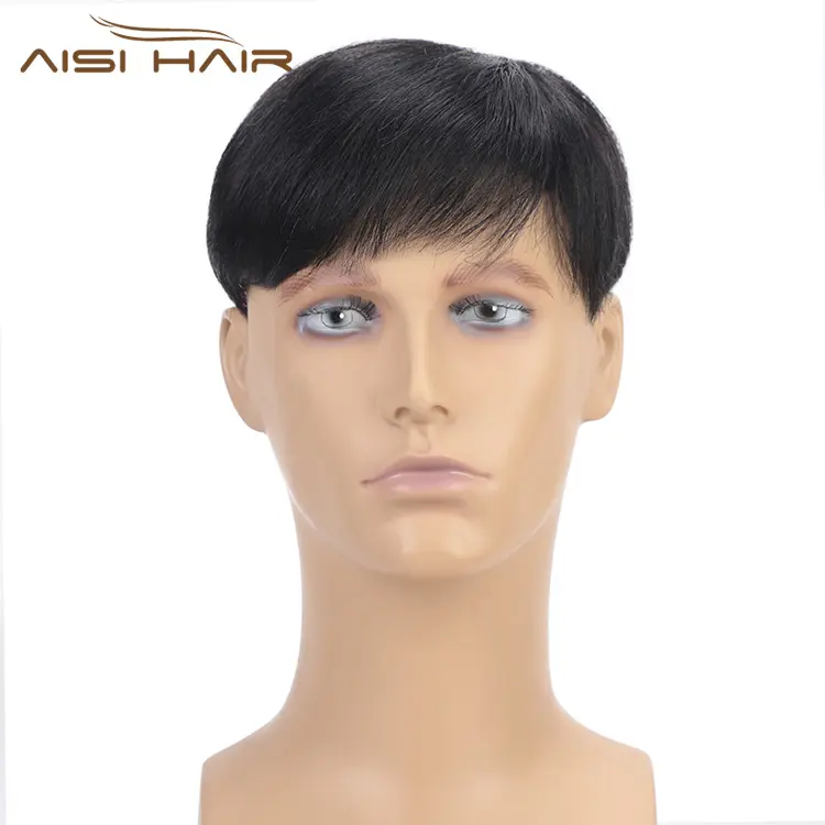 Aisi Hair 100% Human Hair Durable Hand Made ToupeeためMen 16 × 18 Size Natural Looking Hair Closure With Clips