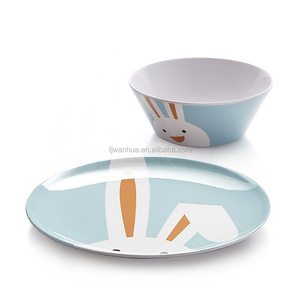 Melamine plastic kids bowls and plates