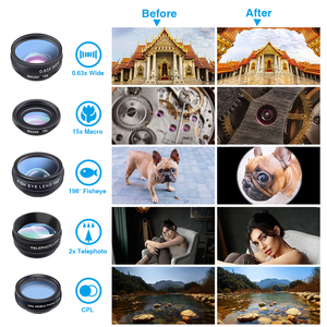 APEXEL Kit d'objectifs pour téléphone portable 10 en 1, clip universel, grand angle, macro, fisheye, zoom, CPL, pour <span class=keywords><strong>iPhone</strong></span> <span class=keywords><strong>8</strong></span>, accessoires - Product Image 3