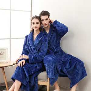 fluffy thick microfibre flannel velvet bathrobe sleep robes for lady shawl collar bathrobe coral fleece bath robe