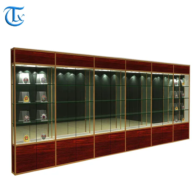 Benutzerdefinierte holz wand kosmetische glas regale display schrank und make-up-display wand schaufenster