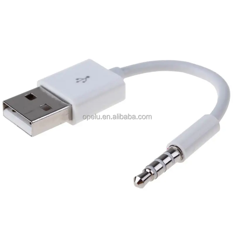 Cabo usb de transferência de dados, de alta qualidade, 3.5mm macho para usb 2.0 para ipod shuffle 3rd 4th 5th 6th