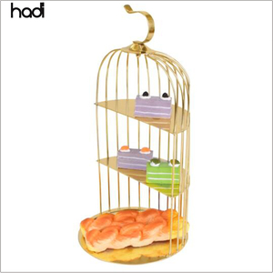Catering süslemeleri asılı paslanmaz çelik birdcage kek standı, kuş kafesi öğleden sonra çay standı, 3 katlı kuş kafesi kek standı - Product Image 3