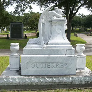 Detallada de la lápida de vida tamaño piedra llorando Ángel monumento