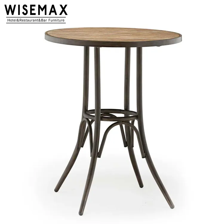 Industriële meubelen outdoor ronde aluminium bistro metalen bar tafel hout metaal staal hoge tafel voor tuin patio pub party cafe