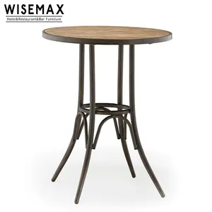 Mobilier industriel extérieur rond en aluminium bistro en métal table de bar en bois en acier en métal table haute pour jardin patio pub fête café