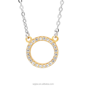 925 zirconia cúbica de plata esterlina CZ círculo de cristal collar de la joyería para las mujeres - Product Image 2