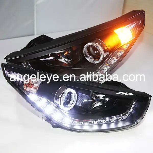 For HYUNDAI Tucson IX35 LED Head Lamp Angel Eyes 10-12 V3 Type YZ