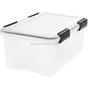 Weathertight Storage Box, 19 Quart - Clear stackable plastic storage bins