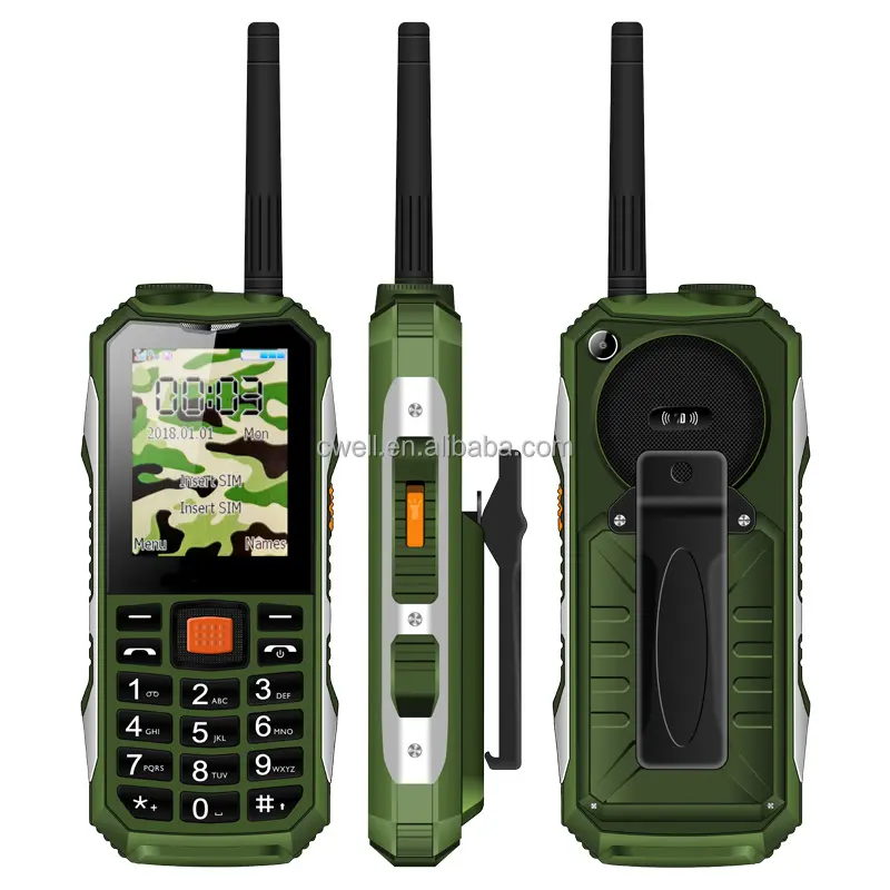 UNIWA W009 2.4 Inch 2400mAh סוללה GSM נייד טלפון עם UHF חומרה ווקי טוקי רדיו שני בדרך