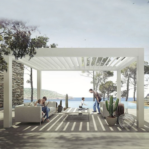 10 pieds x 10 pieds Motorisé réglable imperméable résistant au soleil auvent à persiennes en aluminium pergola - Product Image 4