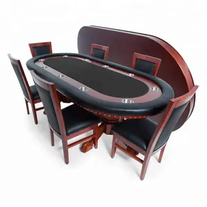 Table de poker pour 10 joueurs avec surface de jeu en tissu rapide ovale de 93x45 pouces, comprend un dessus de salle à manger assorti avec 6 chaises de salle à manger