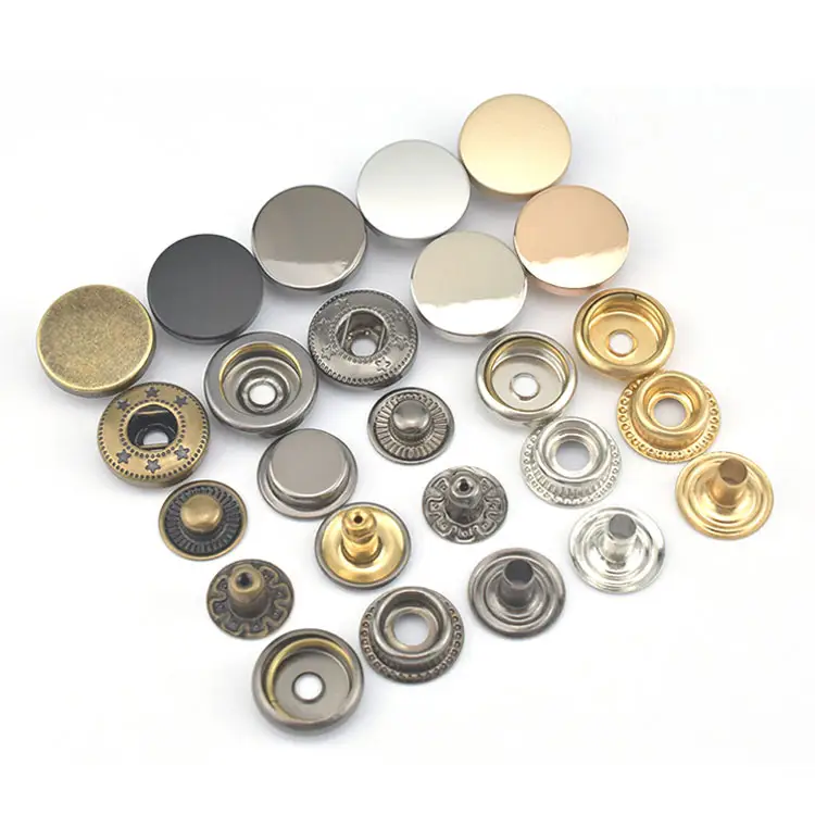 OEM garment accessories logo 4 four part press shirt bag clothing brass Zinc alloy cover custom metal snap buttons for clothes