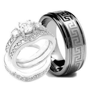 His & HERS 3 unidades compromiso anillos de boda set - Product Image 6
