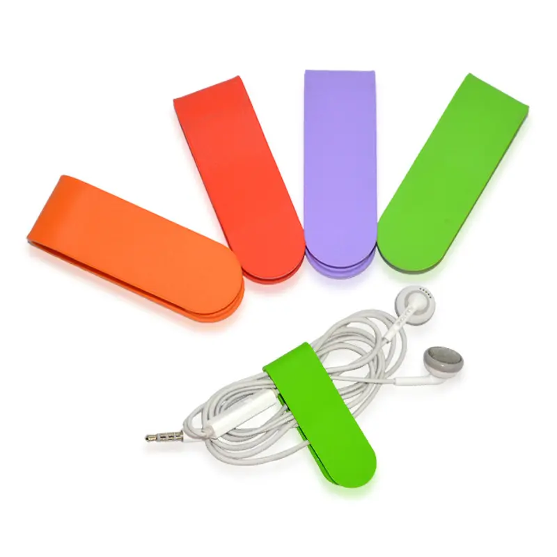 Multi-función lindo pequeño redondo de silicona clip magnético para auriculares cable clips dinero clip de papel marcador Clip